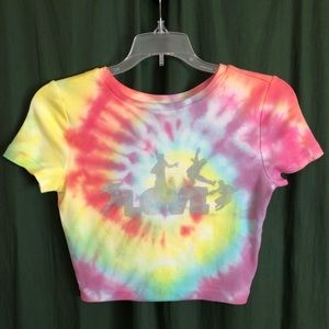 Tie Dyed Crop Top w Beatles LOVE Stencil
